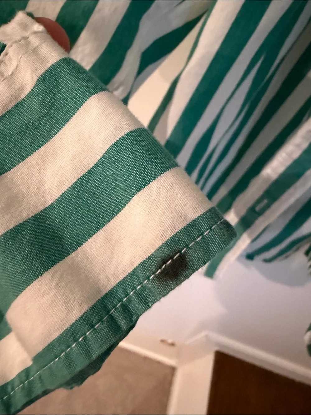 Green & White Striped Button-Up Shirt